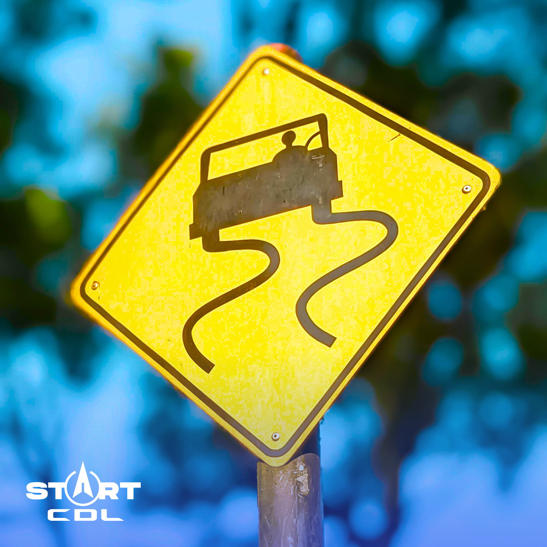 Slippery road sign